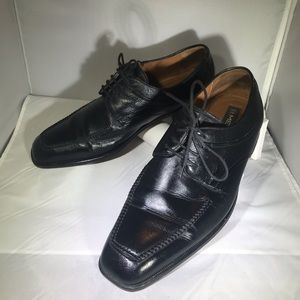 Mezlan Black Leather Apron Toe Oxford Dress Shoes